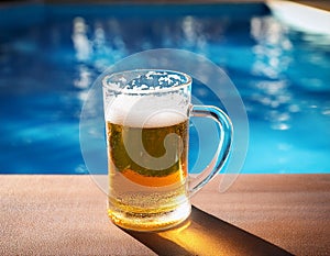 Beer-shot. A beer at the pool.