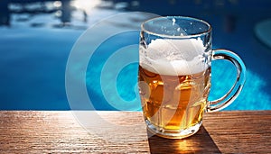 Beer-shot. A beer at the pool.