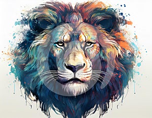 Chiaroscuro Lion Head Vector Illustration photo