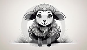 Minimalistic Sheep Logo Vector Illustration.