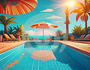 Swimming Pool, Sunshade and Drinks