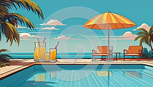 Swimming Pool, Sunshade and Drinks