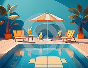 Swimming Pool, Sunshade and Drinks