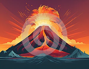 Volcano eruption illustration.