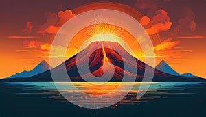 Volcano eruption illustration.