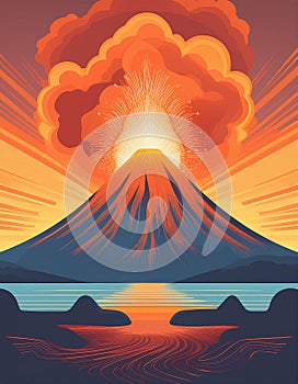 Volcano eruption illustration.