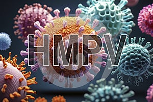 HMPV. Metapneumovirus. Virus. Virus 3d rendering. Medical concept. Covid 19. Flu. photo