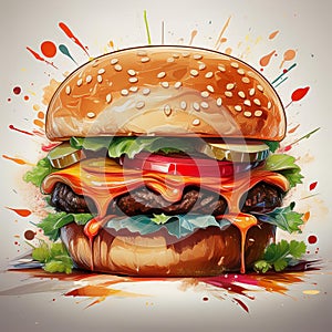 A freshly cooked burger - Generated by Ai.