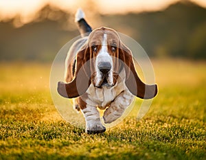 Basset Hound in motion.