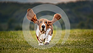 Basset Hound in motion.
