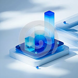 3D Transparent Blue Bar Chart â Data Visualization and Technology Design