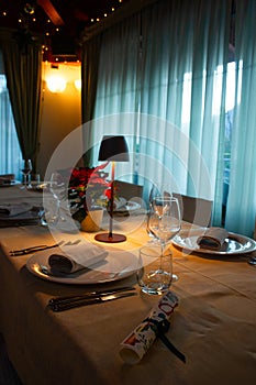 Served table in the restaurant