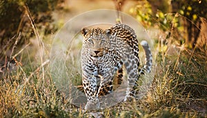 Close up of Leopard on the Safari. Close Up of Leopard in the grassland of Africa
