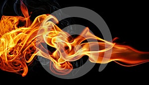 Flame isolated over black background