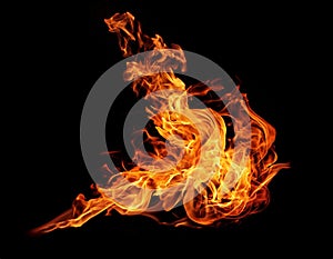 Flame isolated over black background