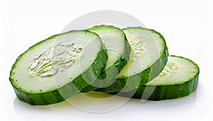 Fresh Cucumber Slices. Slices of green cucumber isolated on white