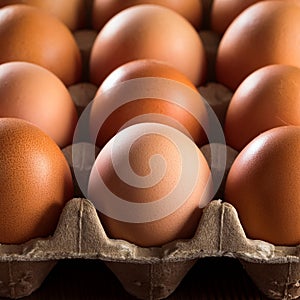 Carton of fresh brown eggs