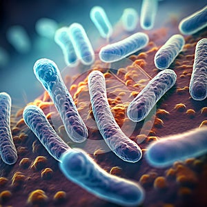 Mycobacterium Bacteria Close-Up, 3D Illustration of Mycobacterium Bacteria â Microscopic View of Infectious Pathogen