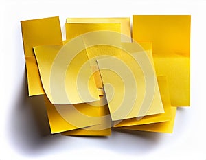 Yellow blank post-it notes isolated on white