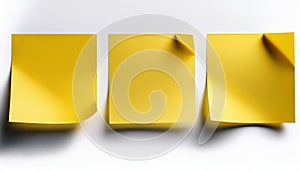 Yellow blank post-it notes isolated on white