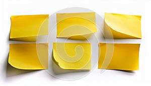 Yellow blank post-it notes isolated on white