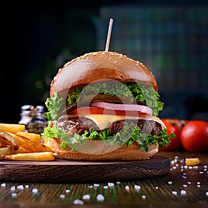 Delicious burger on the table