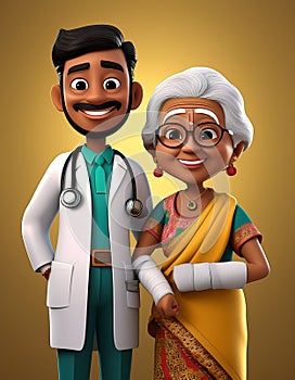 Senior with broken arm and dokter ca