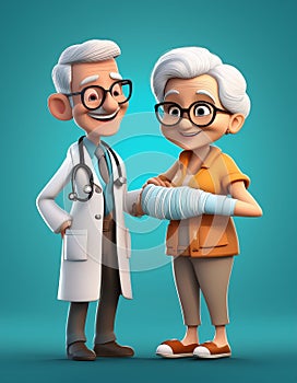 Senior with broken arm and dokter ca