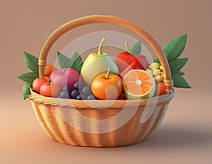 Fruitbasket on a neutral background greeting card cartoon