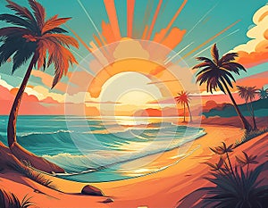 Sunny beach illustration