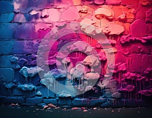 AI-Generated Colorful Brick Wall Art