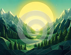 AI-Generated Low Poly Mountain Landscape