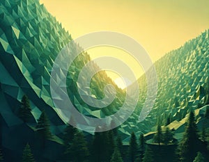 AI-Generated Low Poly Mountain Landscape