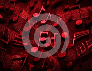 Red Music Notes Background. A red music background withe music notes