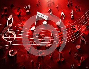 Red Music Notes Background. A red music background withe music notes