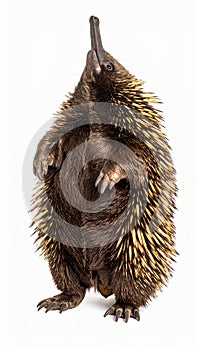 Echidna isolated. Echidna, Tachyglossus species, isolated on white background.