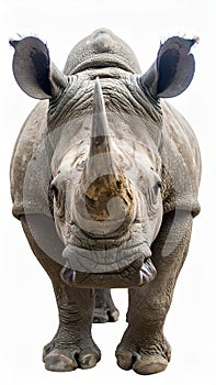 African black rhino. Isolated. white Background