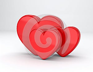 3d heart shapes with copy space isolated over white background