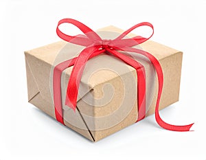 Gift box with ribbon on white background