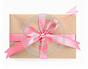 Gift box with ribbon on white background