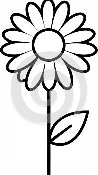 Daisy flower outline flat icon, isolated on white background.