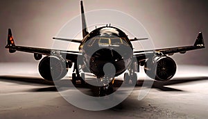 Black plane on white background