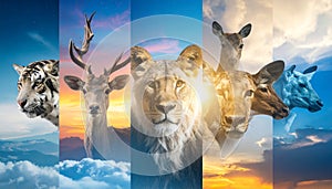 Animals collage. Collage with different animal faces