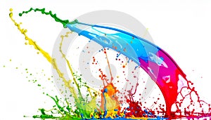 Colorful paint splashing isolated on white