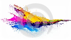 Colorful paint splashing isolated on white