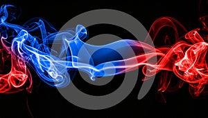 Red and blue smoke on black