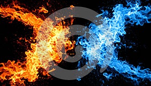 Fire & ice design on black