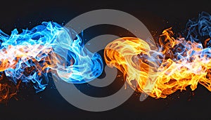 Fire & ice design on black