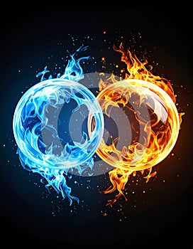 Fire & ice design on black