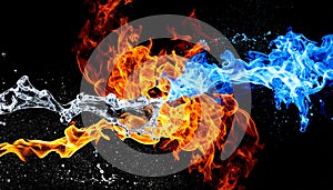 Fire & ice design. Fire and Ice design on black